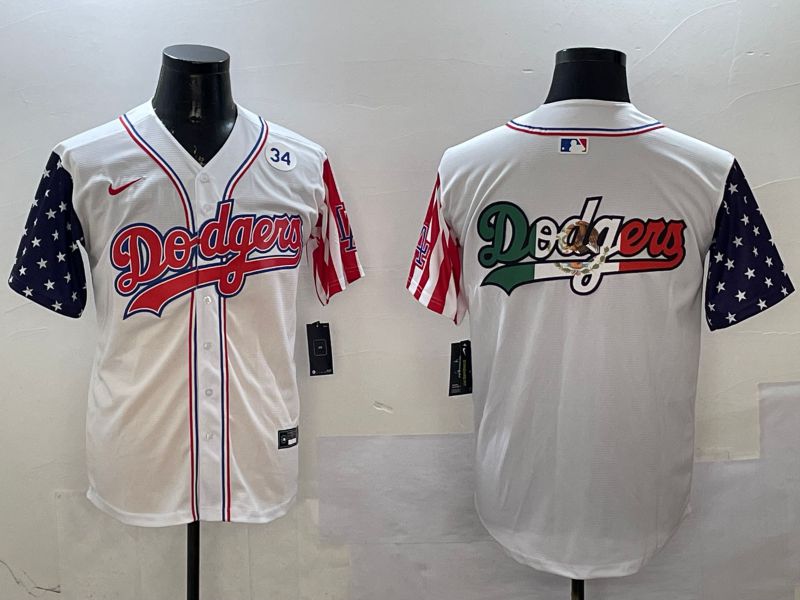 Men Los Angeles Dodgers Blank White a generation of national flags Joint name 2025 Nike MLB Jersey style 11